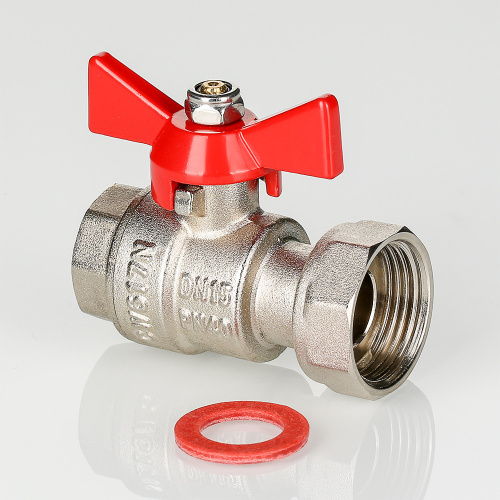 Кран шаровой прямой переходной с накидной гайкой VALTEC 3/4х1/2" вн-вн фото в интернет-магазине САНТЕХСИТИ