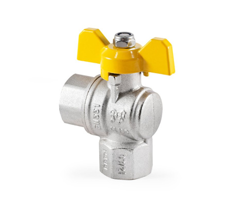 Кран шаровой Profactor для газа 1/2" вн.-вн. угловой бабочка (10/100) фото в интернет-магазине САНТЕХСИТИ