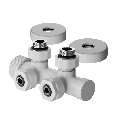 Узел нижнего подключения термостатический угловой Royal Thermo Design Pro 15мм М30х1,5 (Белый) фото в интернет-магазине САНТЕХСИТИ