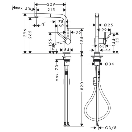 Hansgrohe Talis M54 Смеситель для кухни, 1 отв., с вытяжным изливом 1jet, цвет: черный матовый фото в интернет-магазине САНТЕХСИТИ