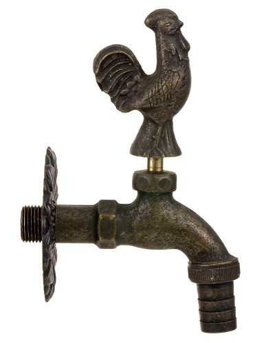 Кран SANTERA декор. с нос. Петушок "бронза" 1/2" фото в интернет-магазине САНТЕХСИТИ
