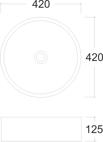 Умывальник накладной A544CDGRM серый матовый круглый без перелива (420*420*125 мм) фото в интернет-магазине САНТЕХСИТИ