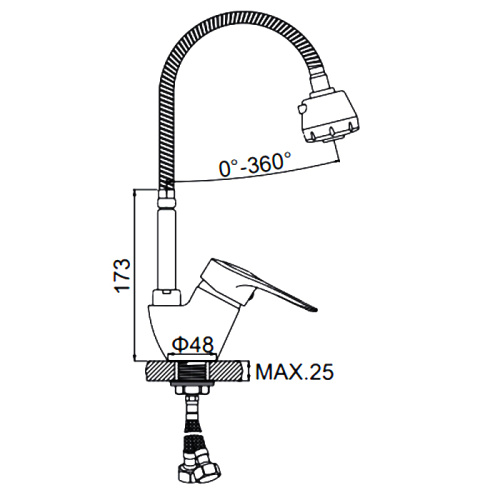 Смеситель для кухни с гибким изливом Ledeme H04 L4304 фото в интернет-магазине САНТЕХСИТИ