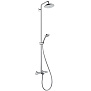 Hansgrohe Croma Душевая система Showerpipe: верхний душ 220 1jet, ручной душ, термостат для ванны, штанга для душа, держатель, излив 186мм, цвет: хром фото в интернет-магазине САНТЕХСИТИ