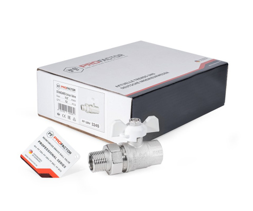 Кран с полусгоном PROFACTOR 1/2" прямой   (12/120) фото в интернет-магазине САНТЕХСИТИ