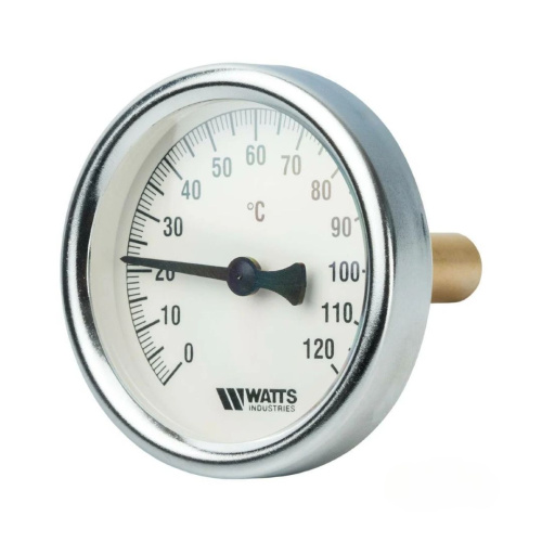 Термометр WATTS F+R801(T) 63/50 биметаллический  с погружной гильзой  63 мм, штуцер 50 мм фото в интернет-магазине САНТЕХСИТИ