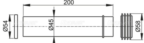 Патрубок ALCAPLAST D45/58 L200 для подключения подвесного унитаза фото в интернет-магазине САНТЕХСИТИ