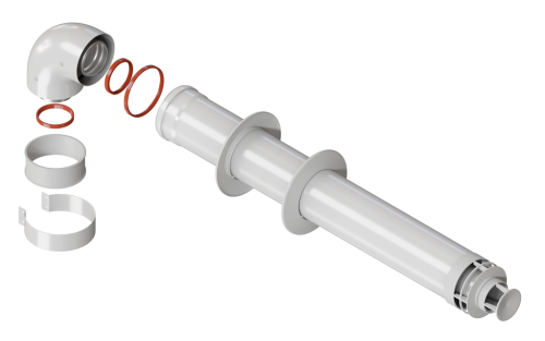 Комплект коаксиальный VIVAT D60/100-0.75 м (Baxi IT. Viessmann. Kiturami и др.) - хомут в комплек фото в интернет-магазине САНТЕХСИТИ