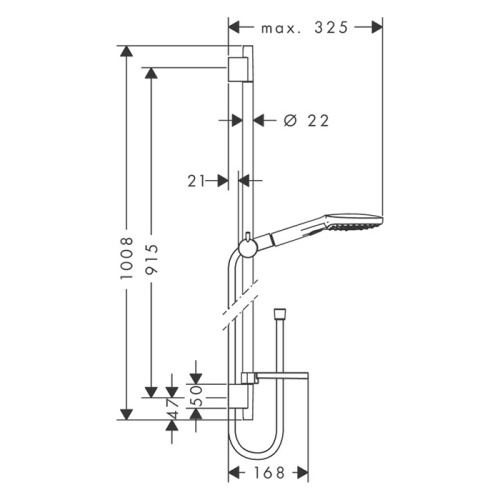 Hansgrohe Raindance Select E Душевой набор: штанга 90см., ручной душ 120, 3jet (Rain, RainAir, WhirlAir), EcoSmart, мыльница, шланг, цвет: белый/хром фото в интернет-магазине САНТЕХСИТИ