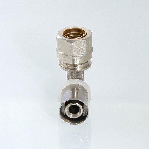 Пресс фитинг VALTEC Угол 16мм с переходом на обжим 15мм фото в интернет-магазине САНТЕХСИТИ