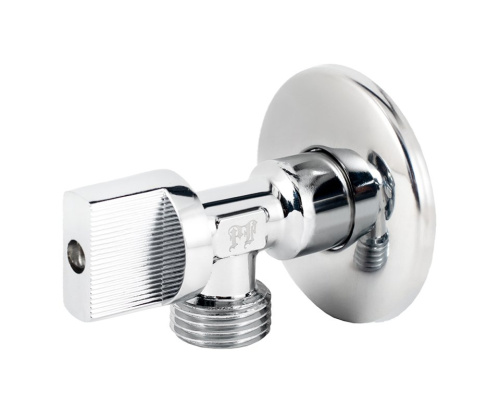 Кран шаровой PROFACTOR CHROME угловой для бытовой техники н/н 1/2" х 1/2" фото в интернет-магазине САНТЕХСИТИ