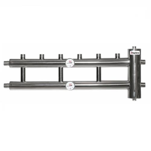 Коллектор с гидроразделителем ПРОКСИТЕРМ из нерж. стали GSK 25-3.1 60 кВт 3+1 контур фото в интернет-магазине САНТЕХСИТИ