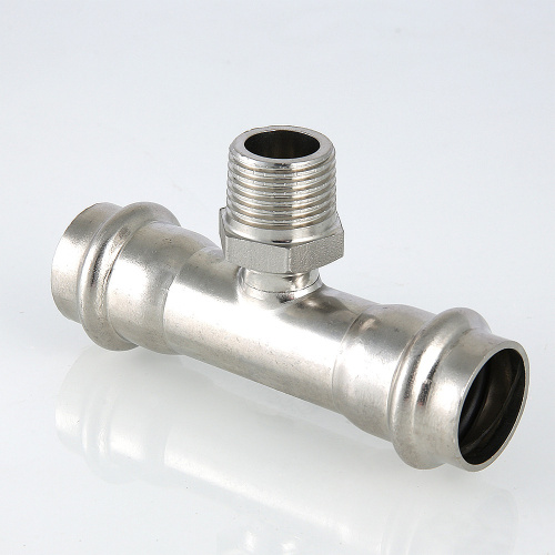 Фитинг нержавеющая сталь VALTEC Тройник с нар.р. 28х1/2" фото в интернет-магазине САНТЕХСИТИ