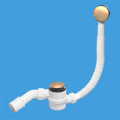 Сифон для ванны MCALPINE клик-клак с раздвижным переливом 330-701 мм MRB11-AB античное золото фото в интернет-магазине САНТЕХСИТИ