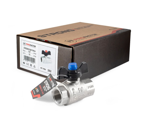 Кран шаровый PROFACTOR STRONG 1/2" вн.-вн бабочка фото в интернет-магазине САНТЕХСИТИ