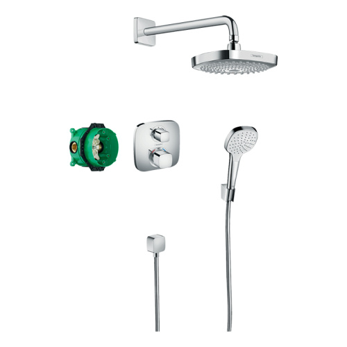 Hansgrohe Croma E Душевая система, верхний душ 18,7х18.7см., смеситель термостатический, с ручным душем, цвет: хром фото в интернет-магазине САНТЕХСИТИ