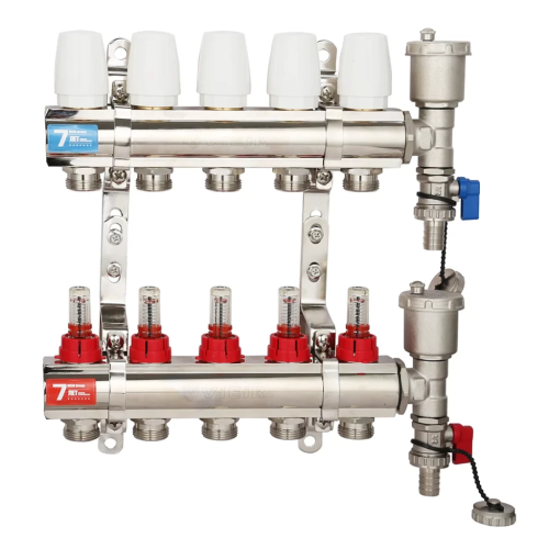 Коллекторная группа VIEIR VR112-A с расходомерами из латуни 12-вых фото в интернет-магазине САНТЕХСИТИ