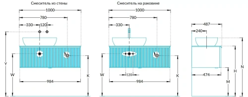 Тумба ICONICO подвесная 100 с рифленым стеклом, 1 ящик, черная фото в интернет-магазине САНТЕХСИТИ