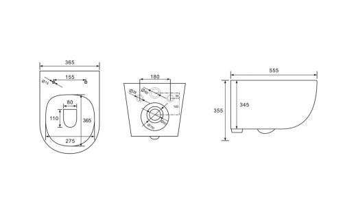 Унитаз подвесной CHARUS безободковый SKANDENBORG RIMLESS EWC700-125W фото в интернет-магазине САНТЕХСИТИ