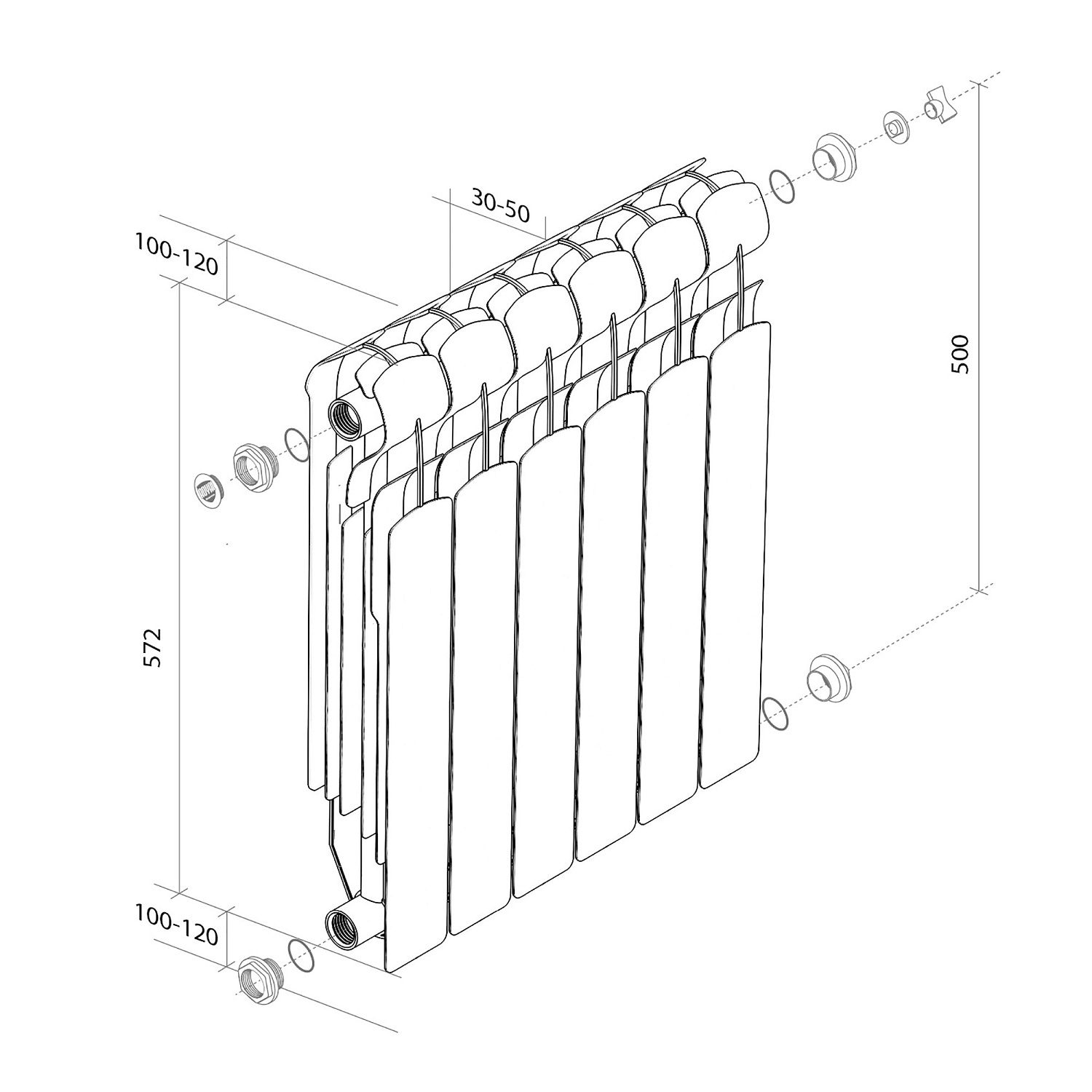 Радиатор биметаллический Royal Thermo Indigo Super+ 500 - 10 секций фото в интернет-магазине САНТЕХСИТИ
