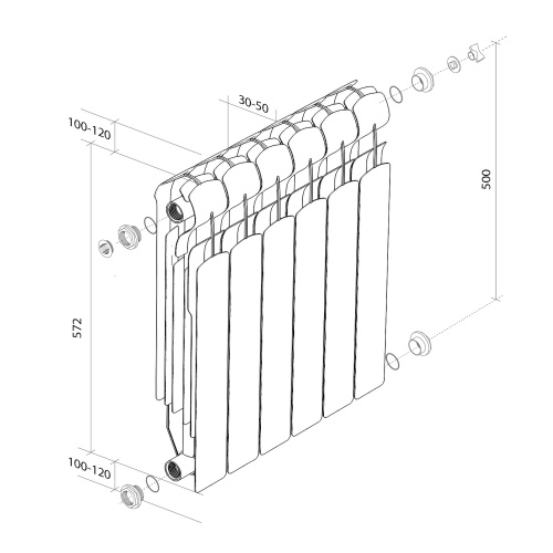 Радиатор биметаллический Royal Thermo Indigo Super+ 500 - 10 секций фото в интернет-магазине САНТЕХСИТИ