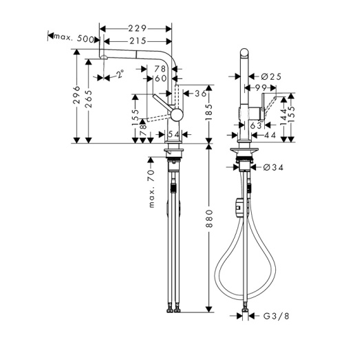 Hansgrohe Talis M54 Смеситель для кухни, 1 отв., цвет: сталь фото в интернет-магазине САНТЕХСИТИ