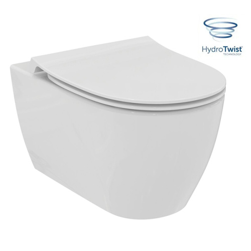 Ideal Standard i.life O Унитаз подвесной 535х350 мм безободковый+смыв:HydroTwist (торнадо), с крепежом, цвет: белый глянец фото в интернет-магазине САНТЕХСИТИ