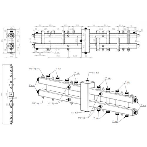Коллектор с гидроразделителем СЕВЕР из стали-BKM5 фото в интернет-магазине САНТЕХСИТИ