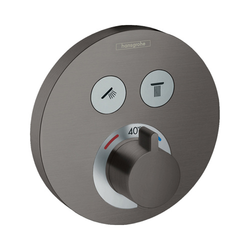 Hansgrohe ShowerSelect S Смеситель для душа, встраиваемый, термостатический, цвет: шлифованный черный хром фото в интернет-магазине САНТЕХСИТИ