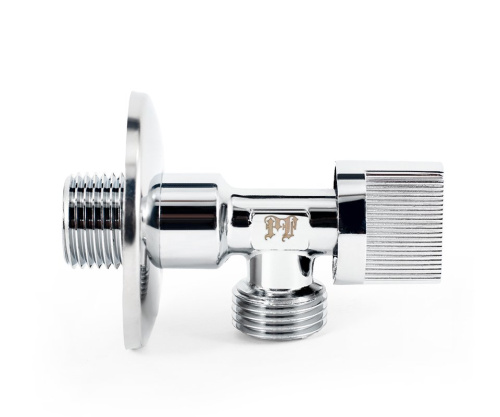 Кран шаровой PROFACTOR CHROME угловой для бытовой техники н/н 1/2" х 1/2" фото в интернет-магазине САНТЕХСИТИ