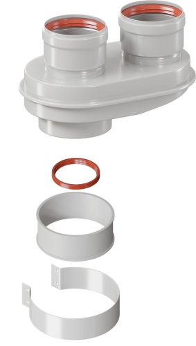 Адаптер моноблочный ARIDEYA с 60/100 на 80/80 в комплекте хомут фото в интернет-магазине САНТЕХСИТИ