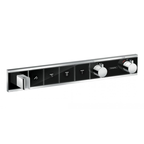 Hansgrohe RainSelect Смеситель для душа, термостатический, 4 источника, СМ, внешняя часть, цвет: черный/белый фото в интернет-магазине САНТЕХСИТИ