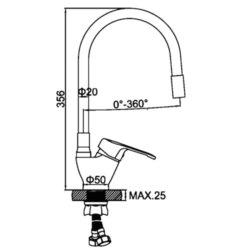 Смеситель для кухни с гибким изливом Ledeme H32 L4132-3 фото в интернет-магазине САНТЕХСИТИ