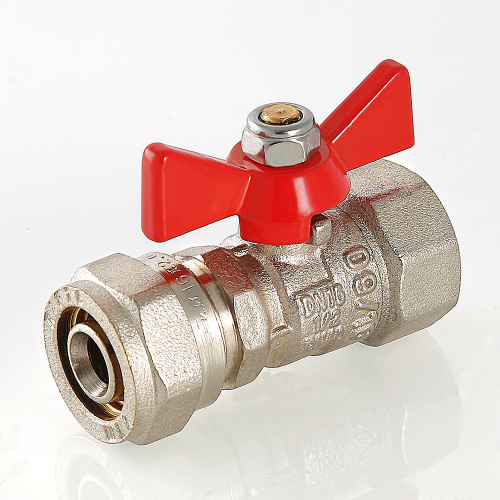 Кран шар. под обжим VALTEC рукоятка бабочка 16 х 1/2" вн. фото в интернет-магазине САНТЕХСИТИ