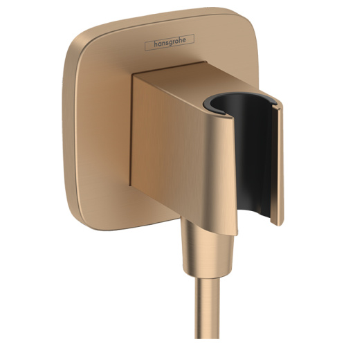 Hansgrohe FixFit Q Шланговое подсоединение с держателем ручного душа, цвет Шлифованная бронза фото в интернет-магазине САНТЕХСИТИ