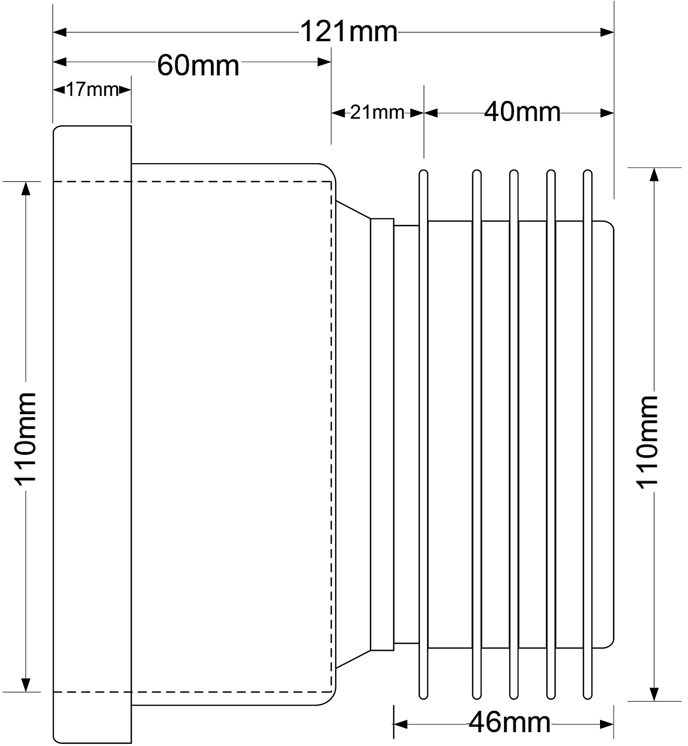 Муфта (L120мм) с прокладкой MCALPINE (восстановитель раструба) фото в интернет-магазине САНТЕХСИТИ