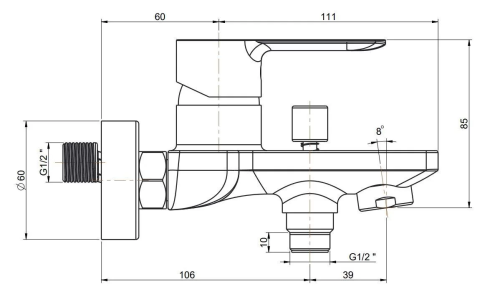 Смеситель SONATA для ванны, хром фото в интернет-магазине САНТЕХСИТИ