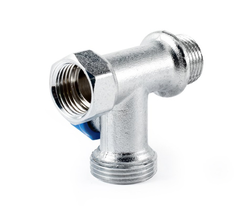 Кран шаровой PROFACTOR CHROME трёхпроходной для бытовой техники в/н/н 1/2" х 3/4" х 1/2" фото в интернет-магазине САНТЕХСИТИ