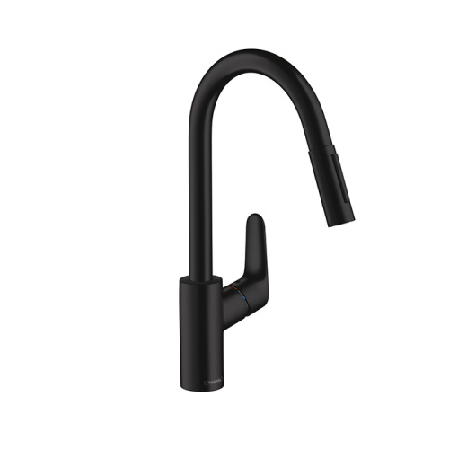 Hansgrohe Focus Кухонный смеситель 240, однорычажный, с вытяжным изливом 2jet, цвет: черный матовый фото в интернет-магазине САНТЕХСИТИ