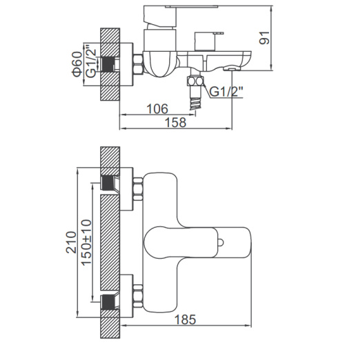 Смеситель для ванны Ledeme H718B L73218B фото в интернет-магазине САНТЕХСИТИ