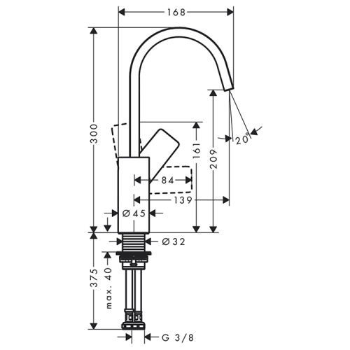 Hansgrohe Vivenis Смеситель для раковины 210, на 1 отв., с поворотным изливом, цвет: хром фото в интернет-магазине САНТЕХСИТИ