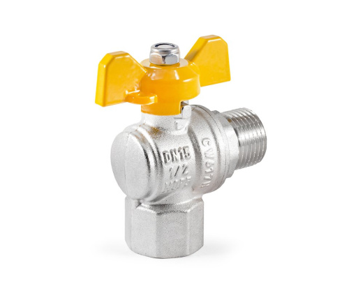 Кран шаровой Profactor для газа 1/2" вн.-нар. угловой бабочка (10/100) фото в интернет-магазине САНТЕХСИТИ