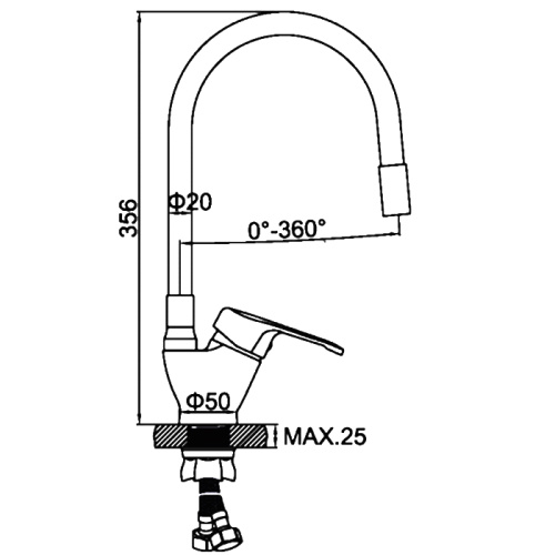 Смеситель для кухни с гибким изливом Ledeme H32 L4132-2 фото в интернет-магазине САНТЕХСИТИ