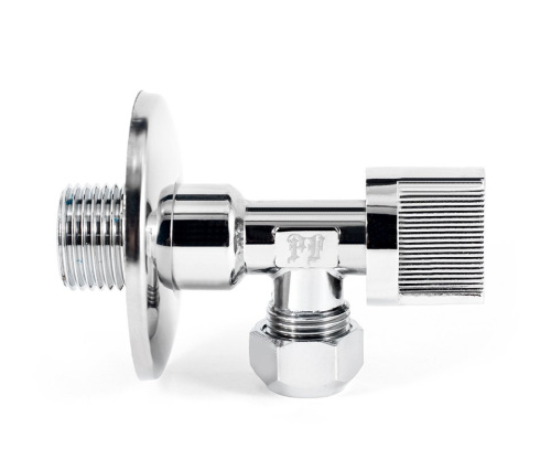 Кран шаровой PROFACTOR CHROME угловой для бытовой техники н/цанга 1/2" х 10мм фото в интернет-магазине САНТЕХСИТИ