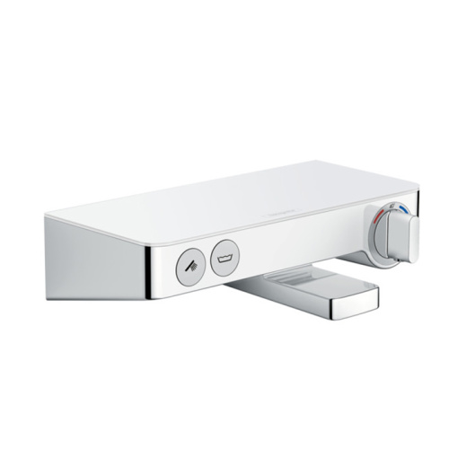 Hansgrohe Ecostat Select Термостат настенный для ванны на 2 источника, с изливом 192мм, с полочкой из безопасного стекла, цвет: белый/хром фото в интернет-магазине САНТЕХСИТИ