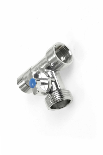 Кран проходной TIM для стиральной машины хром 1/2"х3/4"х1/2 фото в интернет-магазине САНТЕХСИТИ