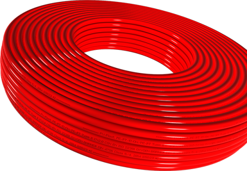 Труба из полиэтилена повышенной термостойкости FV-PLAST PE-RT EVOH 16х2.0 (рулон 200м) красная фото в интернет-магазине САНТЕХСИТИ