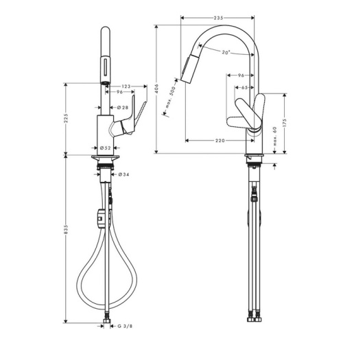 Hansgrohe Focus M41 Смеситель для кухни, 1 отв., цвет: сталь фото в интернет-магазине САНТЕХСИТИ
