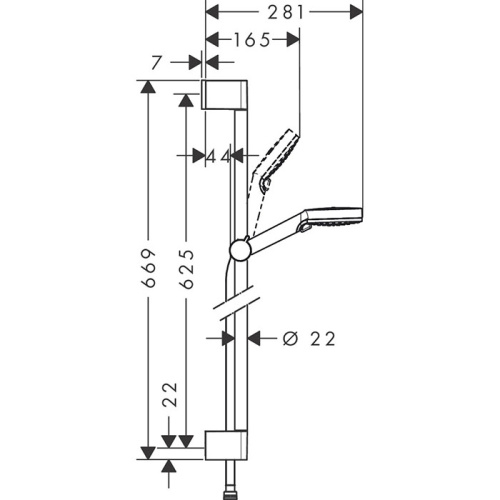 Hansgrohe Crometta Vario Unica Душевой набор: штанга 650mm, ручной душ, 2jet (Rain, IntenseRain), EcoSmart, шланг, цвет: белый/хром фото в интернет-магазине САНТЕХСИТИ