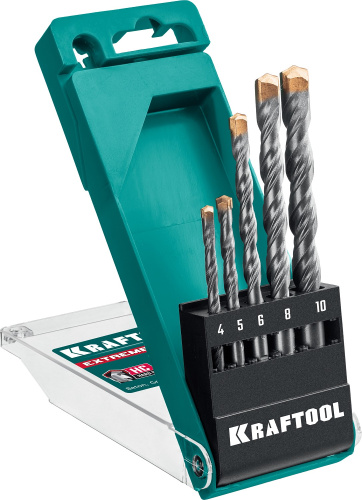 KRAFTOOL  Extreme, 5 шт: 4-5-6-8-10 мм, трехгранный хвостовик, набор сверл по бетону (29166-H5) фото в интернет-магазине САНТЕХСИТИ